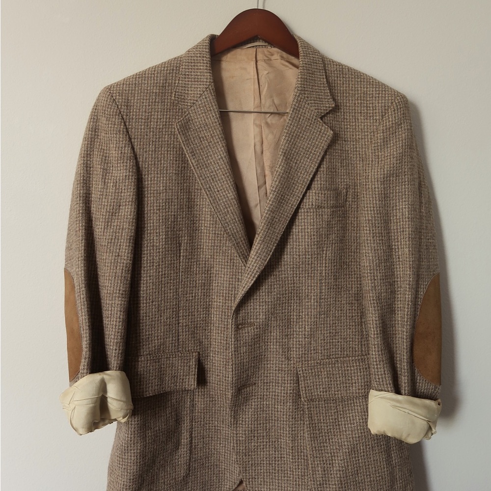 Vintage Beige Blazer with Suede Elbow Patches